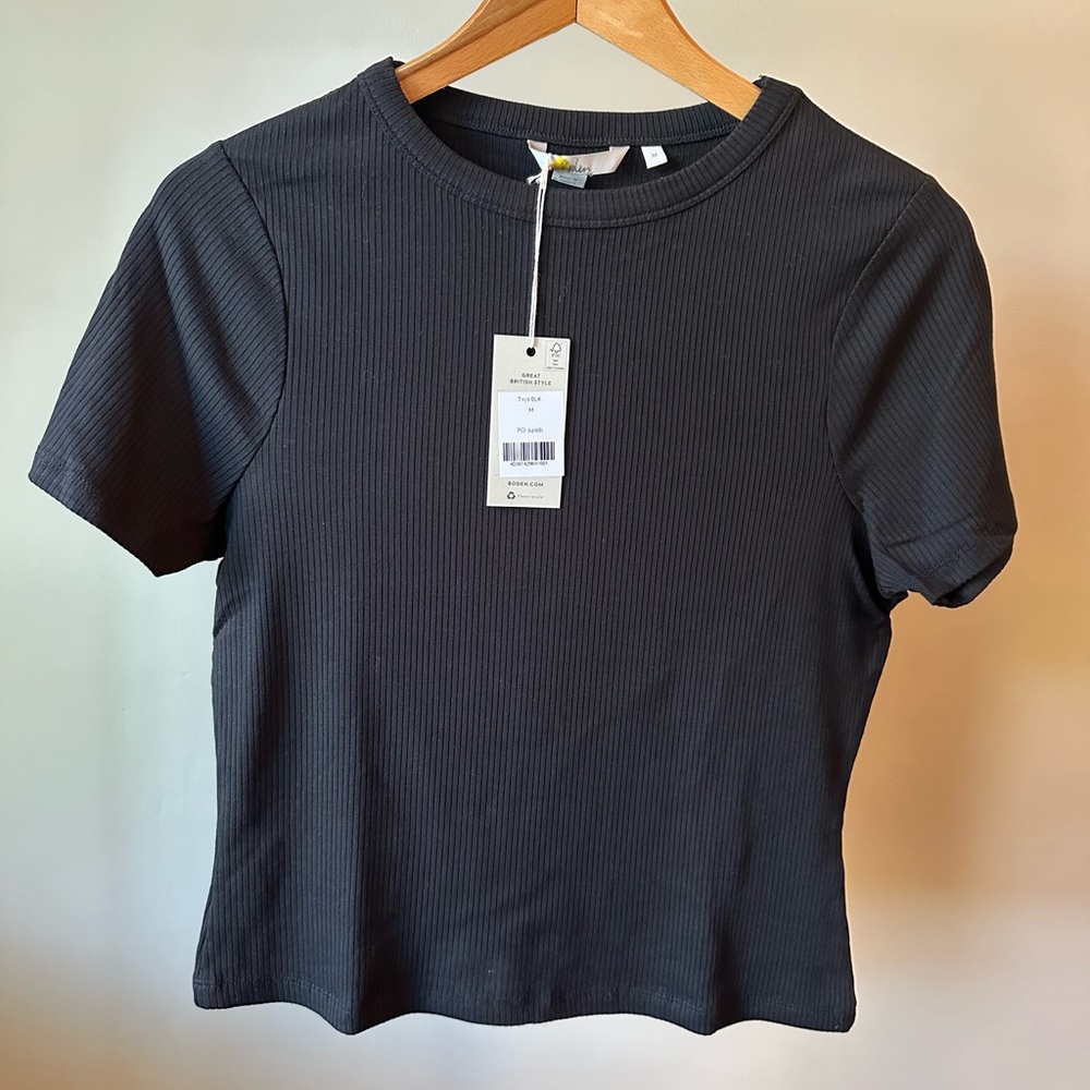 Boden Classic Black Ribbed Women's T-Shirt